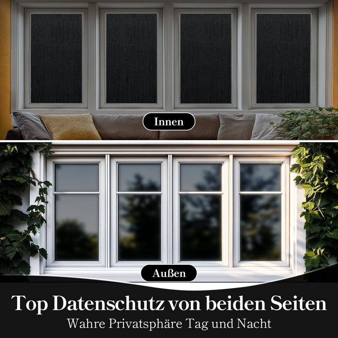 Qualsen Fensterfolie Blickdicht Schwarz Fenster Verdunkelungsfolie Sichtschutzfolie Selbstklebend Fe