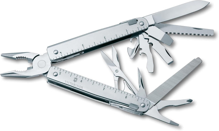 Victorinox Multifunktionstool, SwissTool, Multitool Messer, 26 Funktionen, Kombi-Spitzzange, Festste