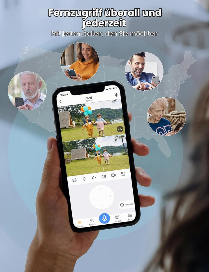 Hiseeu 3MP WLAN Überwachungskamera Aussen Set mit 10CH NVR mit 1TB HDD,4 Dualobjektiv Kabellose Kame