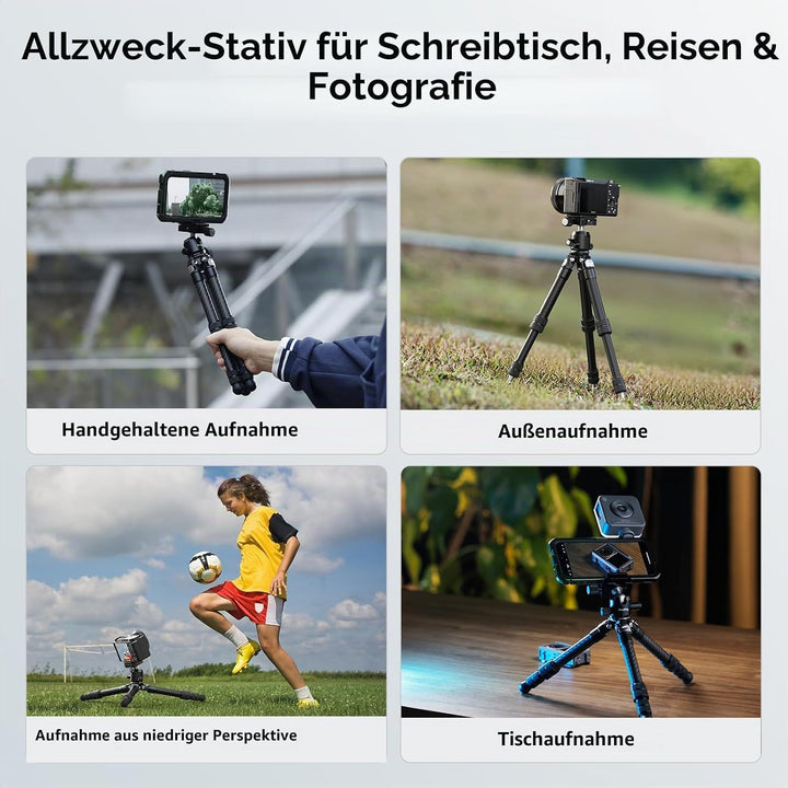 SMALLRIG Mini-Tischstativ aus Kohlefaser, Trípode 395mm/15,5Zoll kompaktes Tischstativ-Set im Tasche