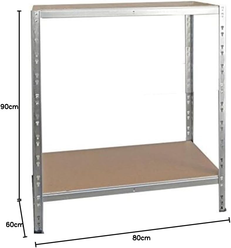 shelfplaza® 90x80x60cm Home Schwerlastregal verzinkt/Metallregal mit 2 Böden/Kellerregal Metall, Gar