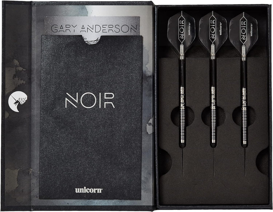 Unicorn Dartpfeil-Set mit Stahlspitze, Gary The Flying Scotsman, Anderson Noir, Phase 3 und 5, 90% W