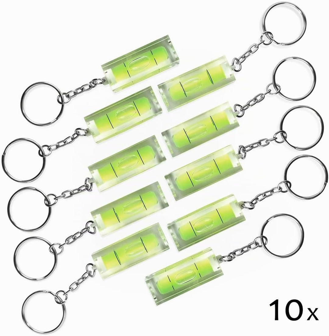 10x Mini-Wasserwaage aus Acrylglas mit Schlüsselanhänger, 10x