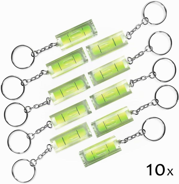 10x Mini-Wasserwaage aus Acrylglas mit Schlüsselanhänger, 10x