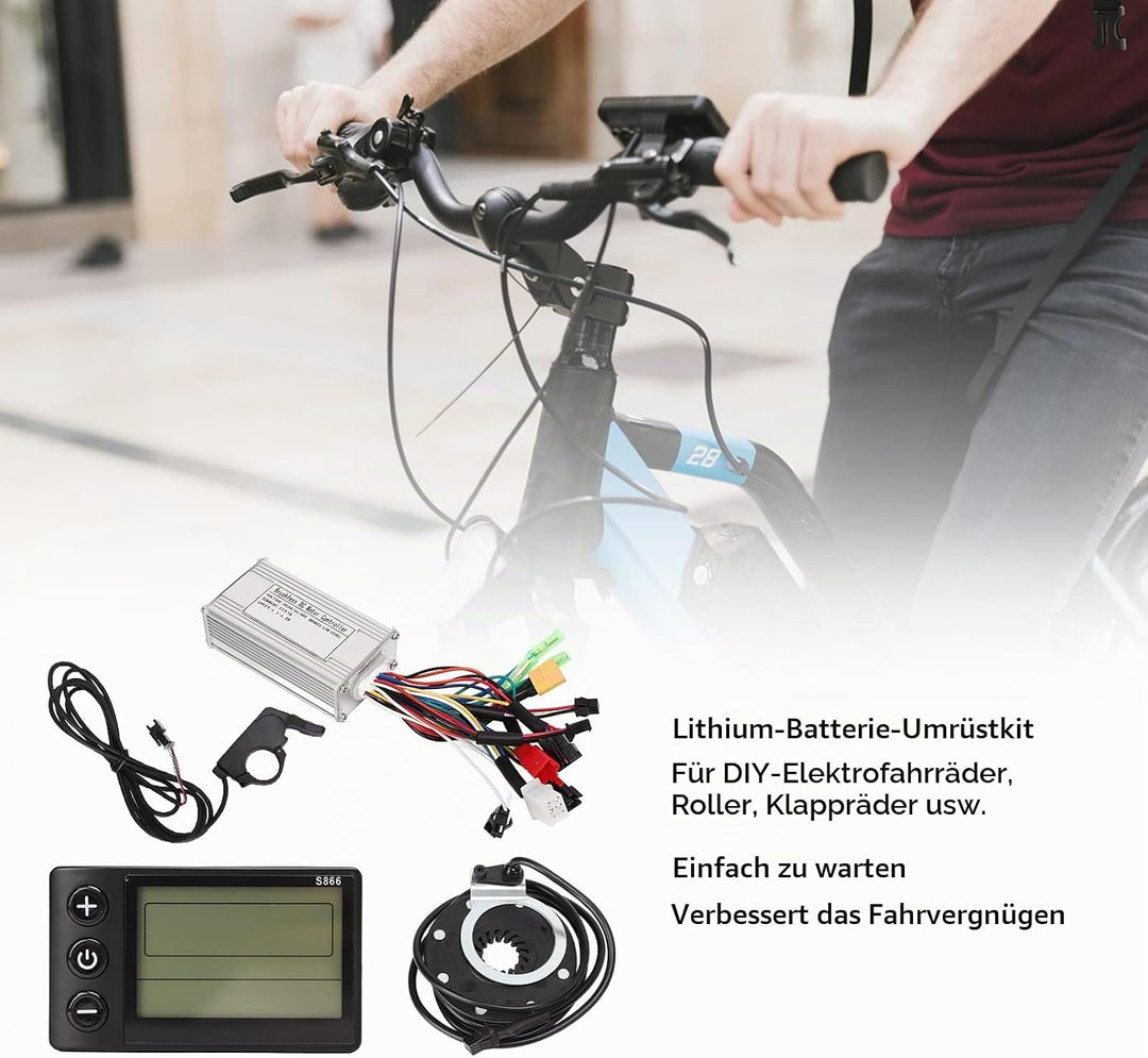 Elektrofahrrad Brushless Motor Controller Kit, 24V 36V 48V 250W 350W 17A Bürstenlose Controller S866
