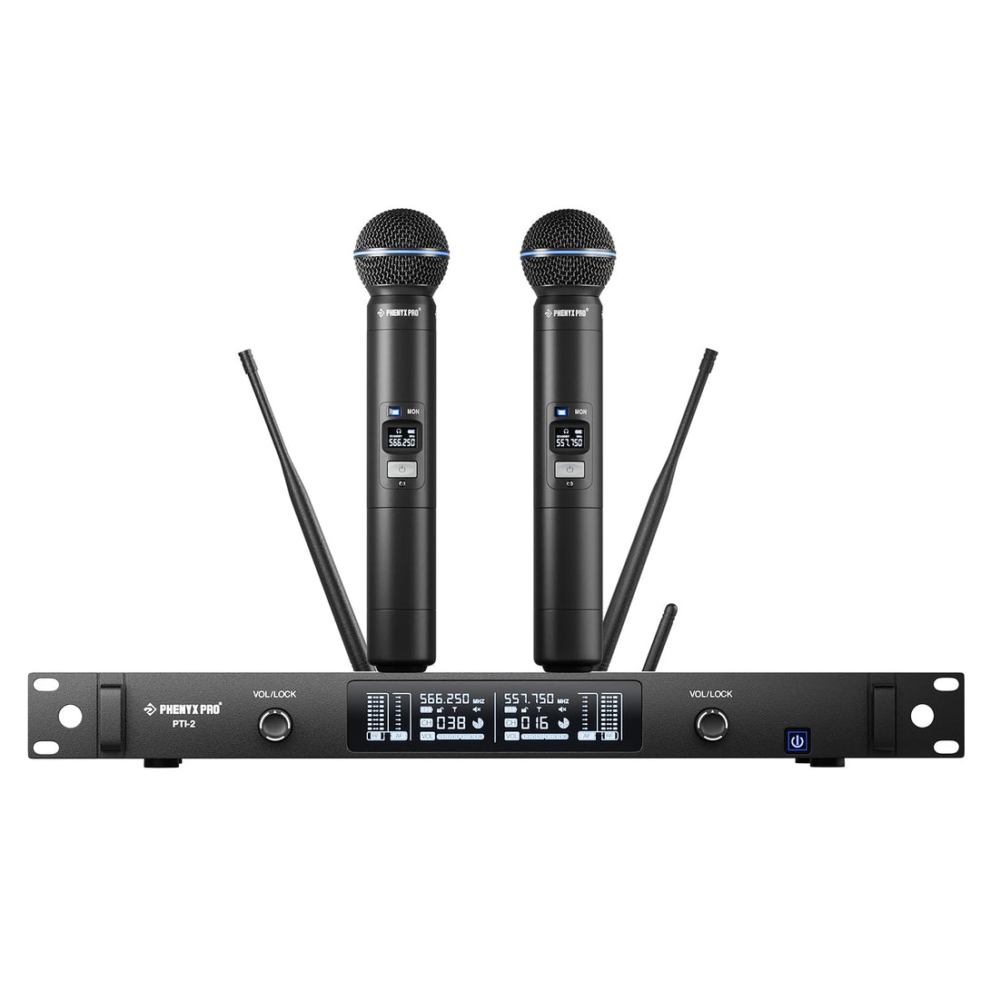 Phenyx Pro UHF Smart Funkmikrofonsystem, 2 kabellose dynamische Mikros mit Auto-Scan & Sync, adaptiv