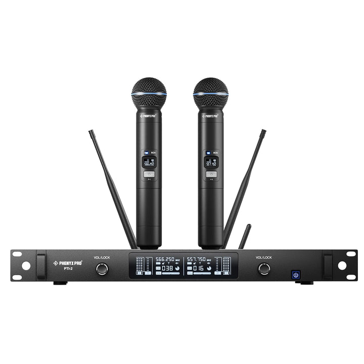 Phenyx Pro UHF Smart Funkmikrofonsystem, 2 kabellose dynamische Mikros mit Auto-Scan & Sync, adaptiv