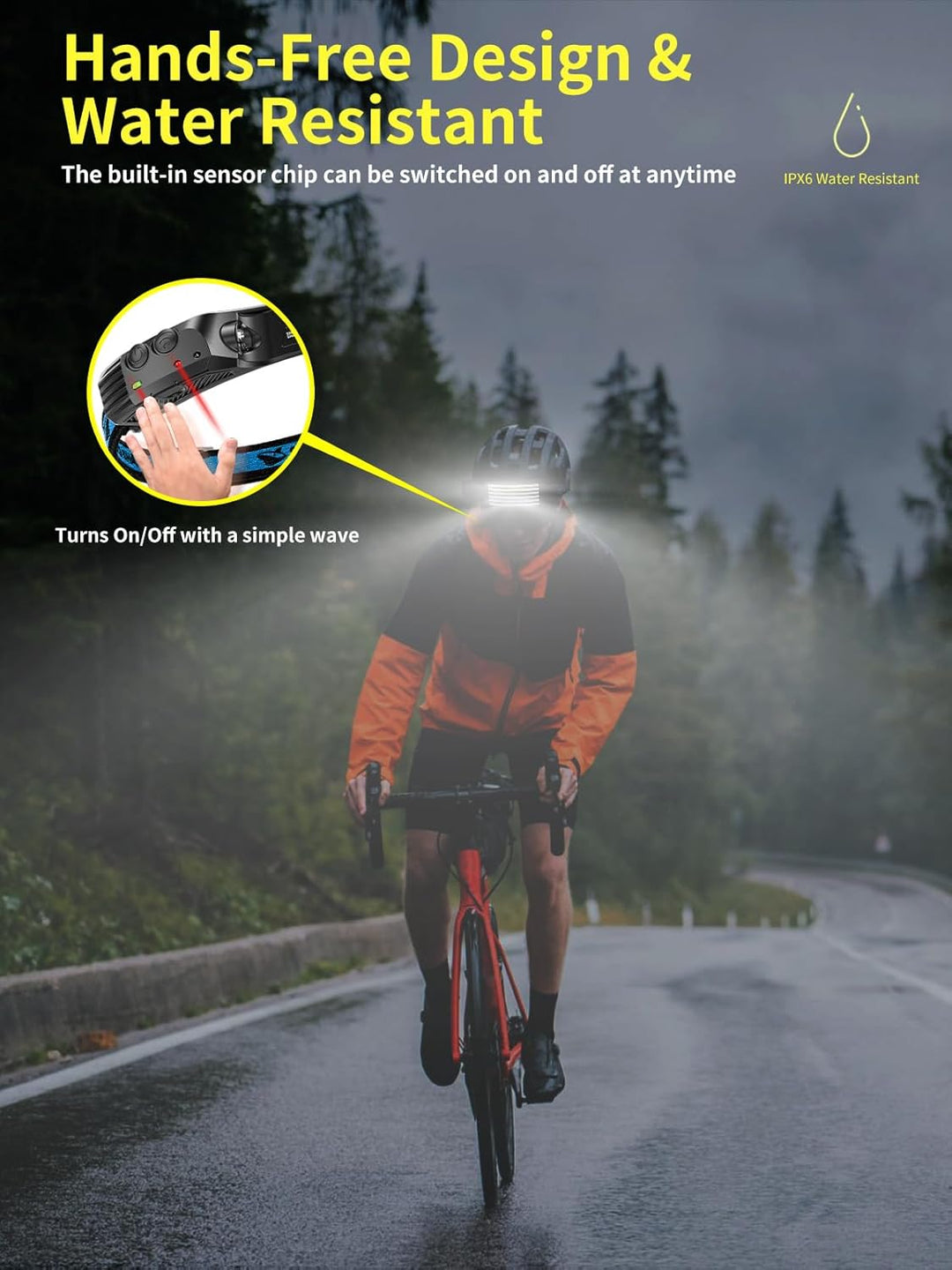 Smiling Shark Kopflampe, Wiederaufladbare LED Stirnlampe Mit 6 Weissen LEDs, Wasserdichte Headlamp f