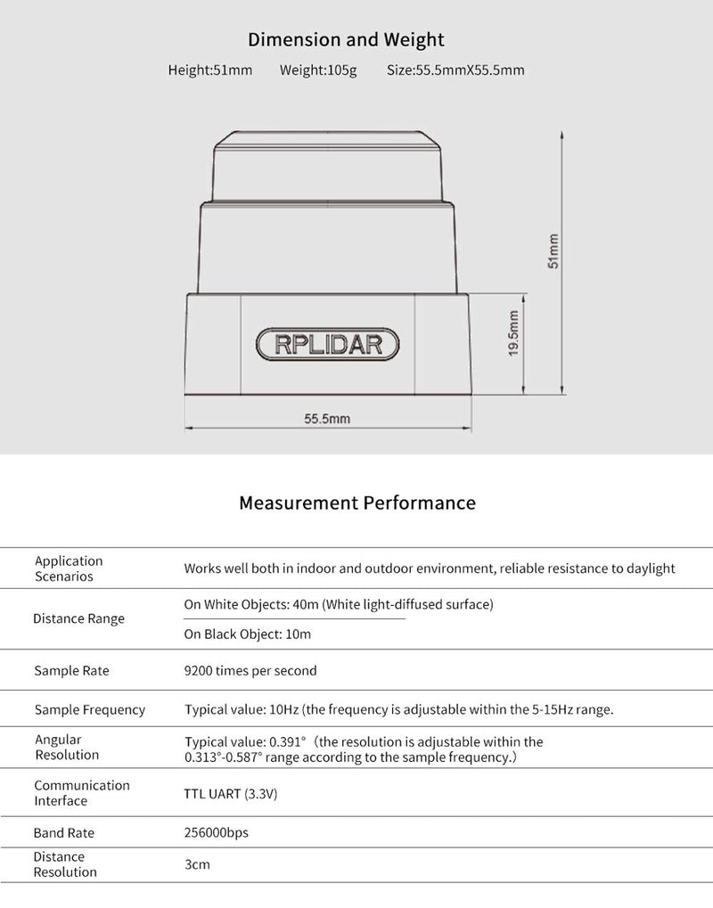 youyeetoo PRLIDAR S1 360° TOF 40Meter (130ft) Lidar Sensor Scanner für Hindernisvermeidung und Navig