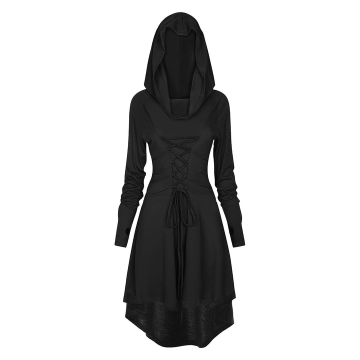 TSIRNK Gothic Kleid Damen,Mittelalter Kleidung Damen,Halloween Kostüm,Renaissance Mit Kapuze Kleid f