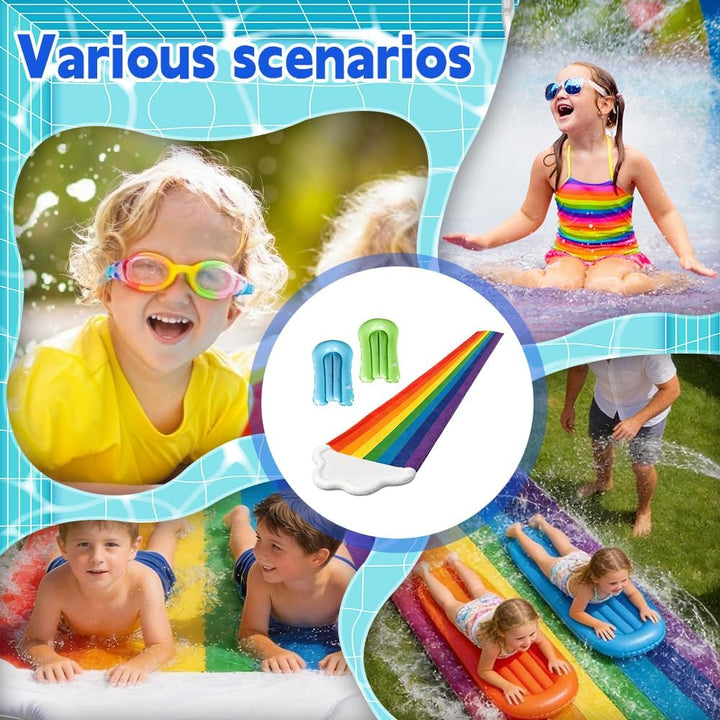 Wasserrutsche Garten Für Kinder, 480x140 cm Doppelrutsche Mit Eingebautem Sprinkler, Double Water Sl