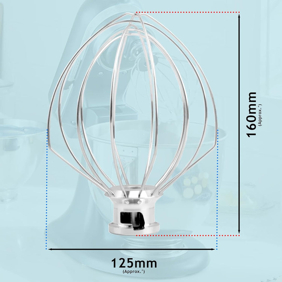 SPARES2GO Schneebesen Typ K45WW 6 Draht für KitchenAid 4,3L 4,7L 4,8L Neigungskopf Standmixer K45 K4