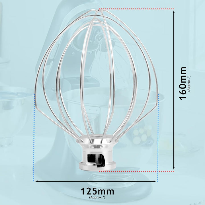 SPARES2GO Schneebesen Typ K45WW 6 Draht für KitchenAid 4,3L 4,7L 4,8L Neigungskopf Standmixer K45 K4