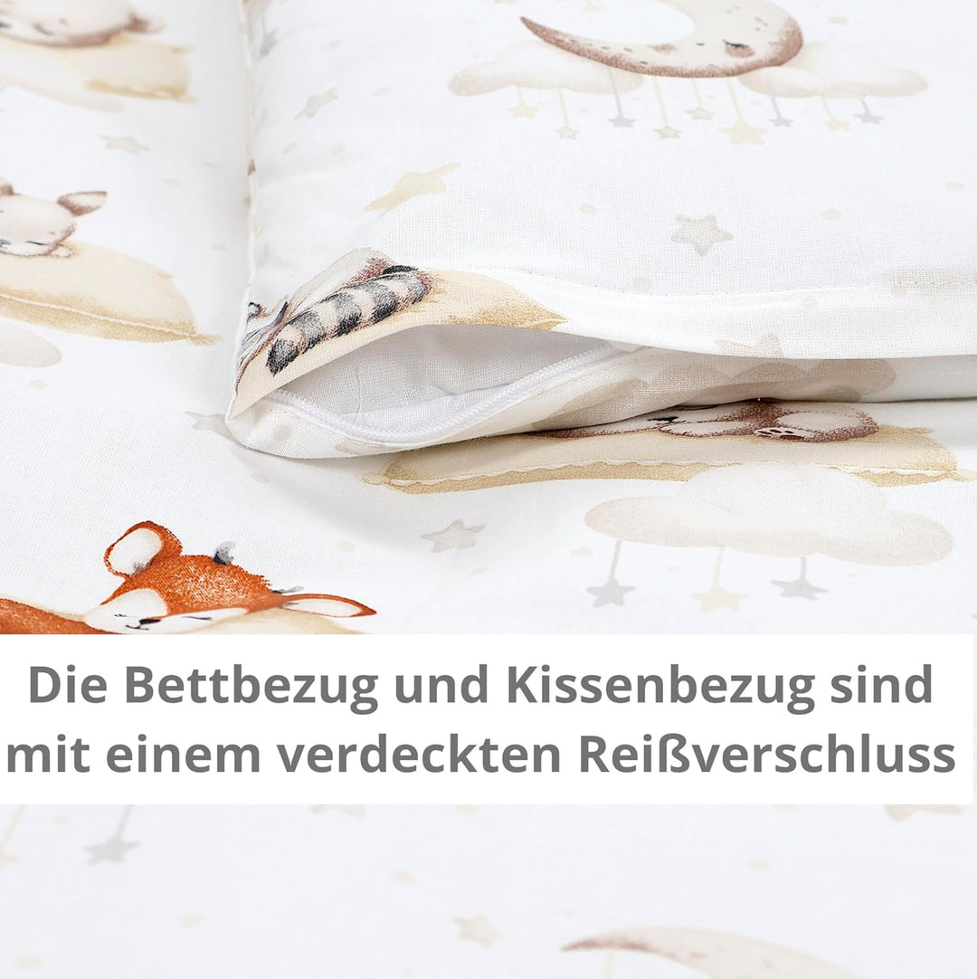 TupTam Unisex Baby Wiegenset 4-teilig Bettwäsche-Set: Bettdecke und Kopfkissen mit Bezug, Farbe: Sch
