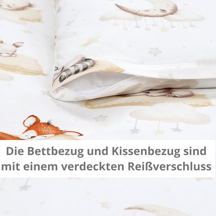 TupTam Unisex Baby Wiegenset 4-teilig Bettwäsche-Set: Bettdecke und Kopfkissen mit Bezug, Farbe: Sch