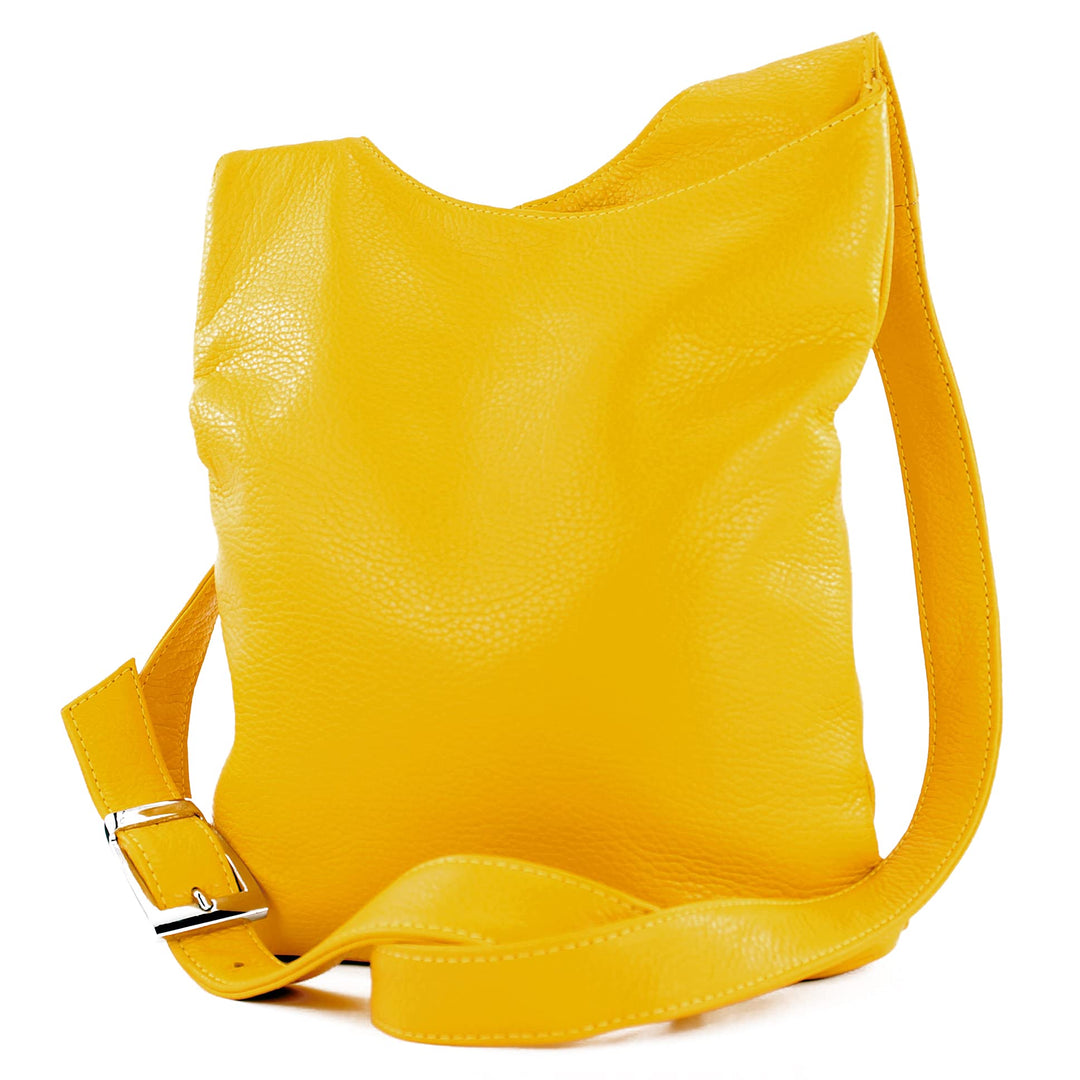 modamoda de - T221 - ital. Umhängetasche Schultertasche Medium aus Leder Maisgelb, Maisgelb