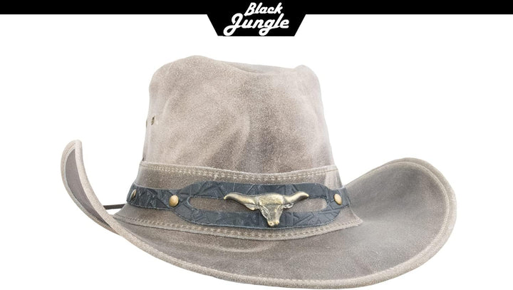Black Jungle Ontario Outdoor Western Lederhut Australien Cowboy Lederhüte Reiterhut Unisex S Charcoa