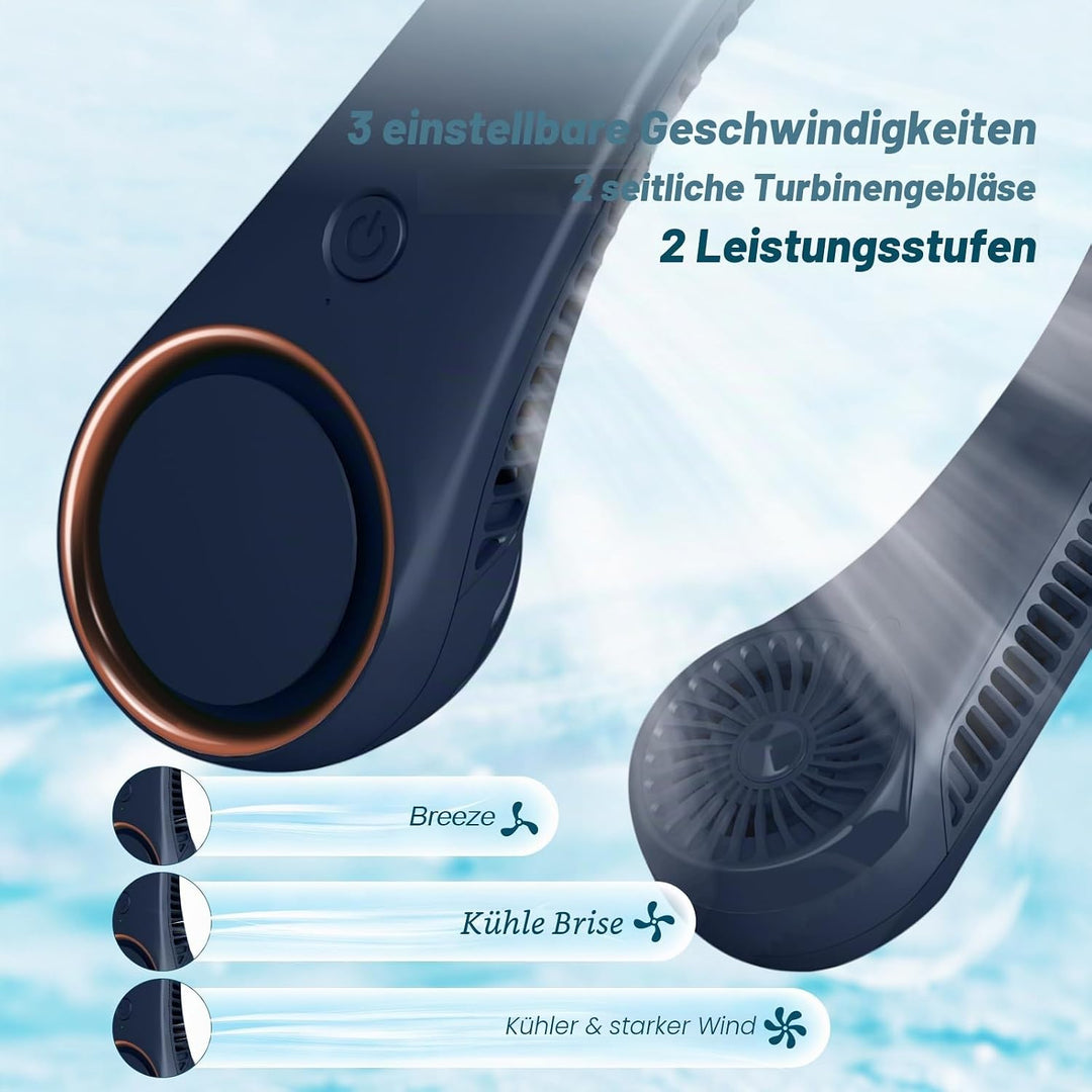CIVPOWER Tragbarer Hals-Ventilator, händefrei, blattloser Ventilator, 360°-Kühlung, persönlicher Ven