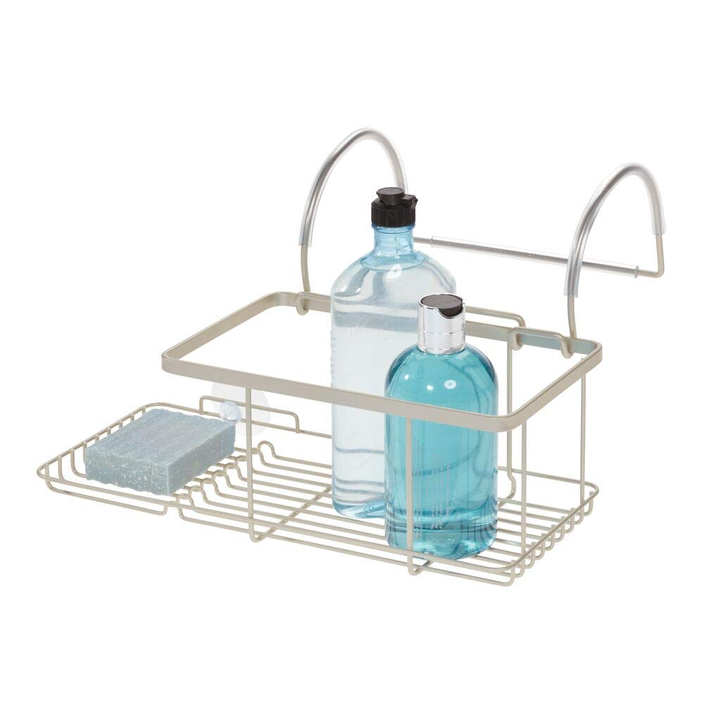 iDesign Badewannenablage, kleine Badablage zum Einhängen über der Wanne aus Metall, Badewannenregal