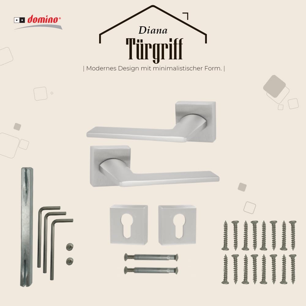 domino Türgriff DIANA-QR M4 PZ-Profilzylinder Drückergarnitur für Zimmertüren Türdrücker-Set Rosette