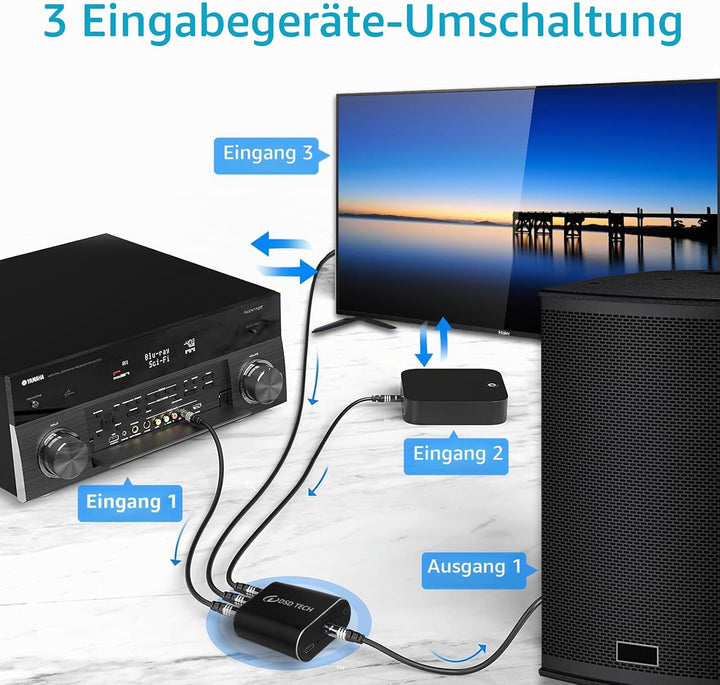 DSD TECH SH-AC01B Optischer Audio-Switcher unterstützt 3 SPDIF IN 1 Out