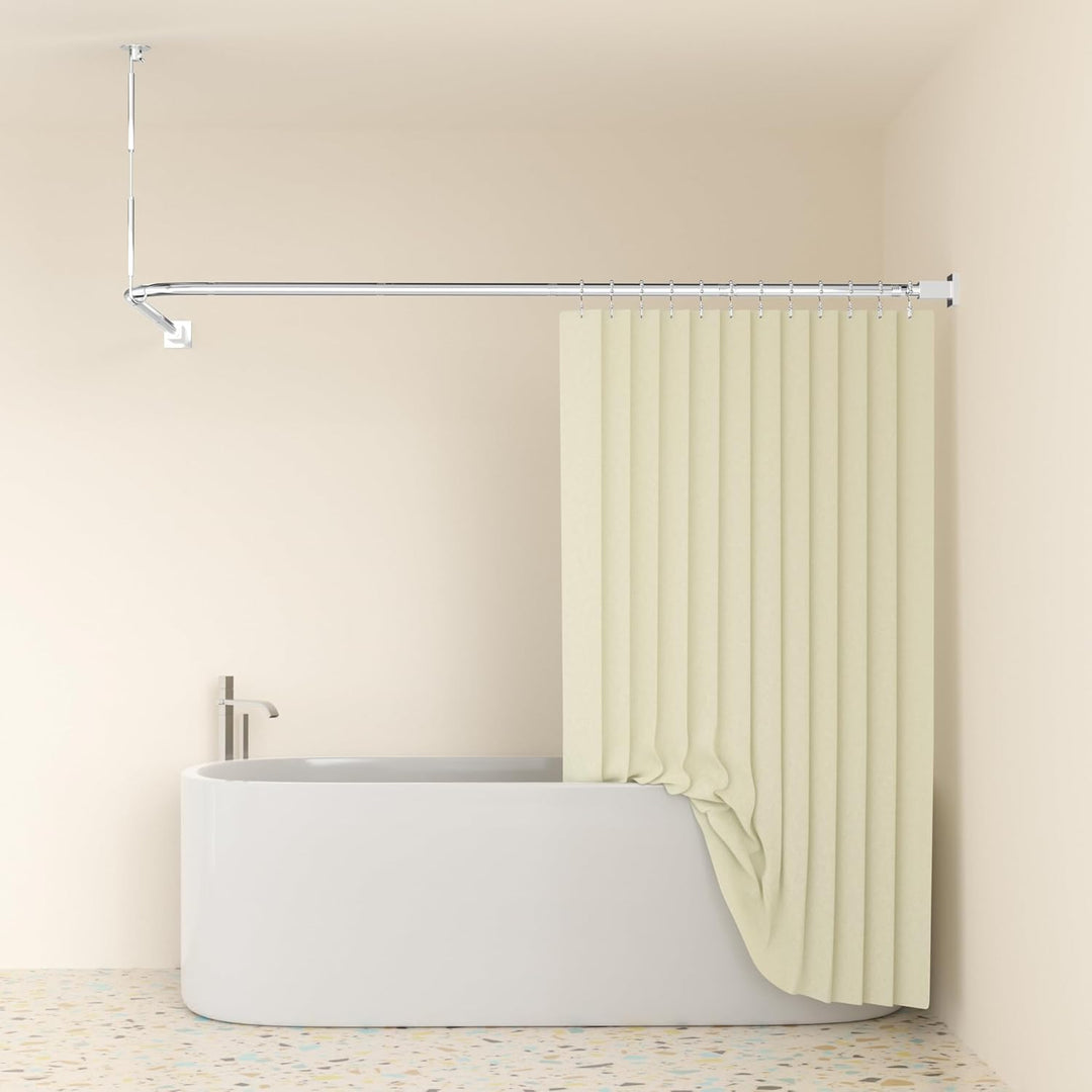 Duschvorhangstange L Form Ohne Bohren Ecke Halterung 85x175 cm - Duschstange Für Duschvorhang Badewa