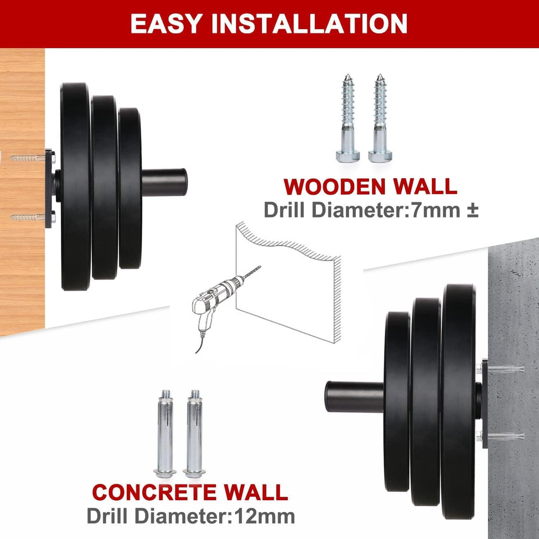 SYL Fitness Wall Mounted Olympic Weight Plate Holder - Fits 2" Olympic Weight