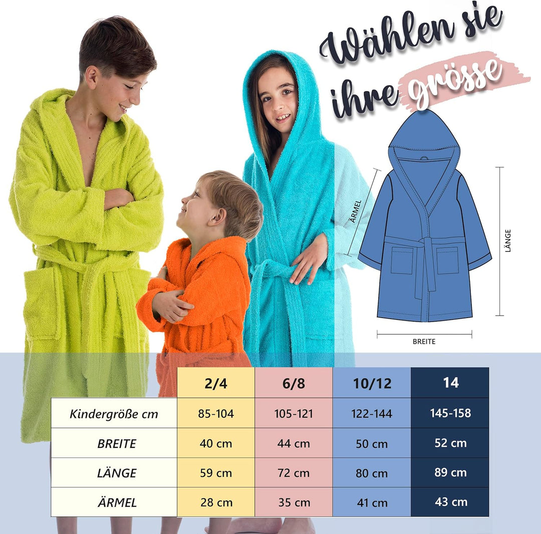 LEBENGOOD Kinder Bademantel für Jungen, Mädchen &amp; Teenager, 100%, Baumwolle, Frottee, kinder, 400gr,