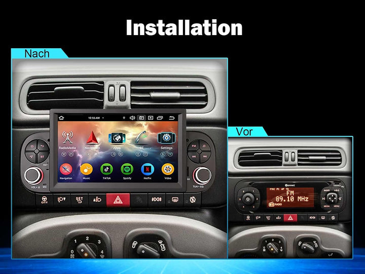 Acht-Kern Android 14 DAB+ Autoradio 4GB+64GB Für Fiat Panda MK3 Type 319 mit GPS Navigator Unterstüt