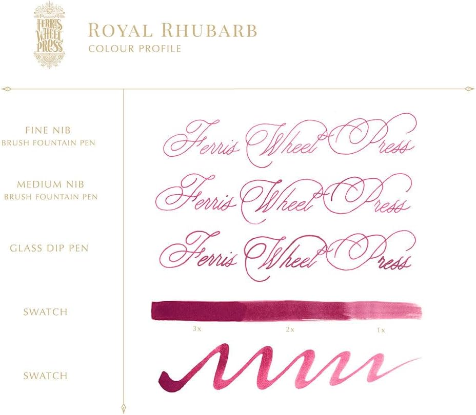 Ferris Wheel Press Fountain Pen Ink, Everyday Ink Collection, Royal Rhubarb, Red, 38ml Fountain Pen