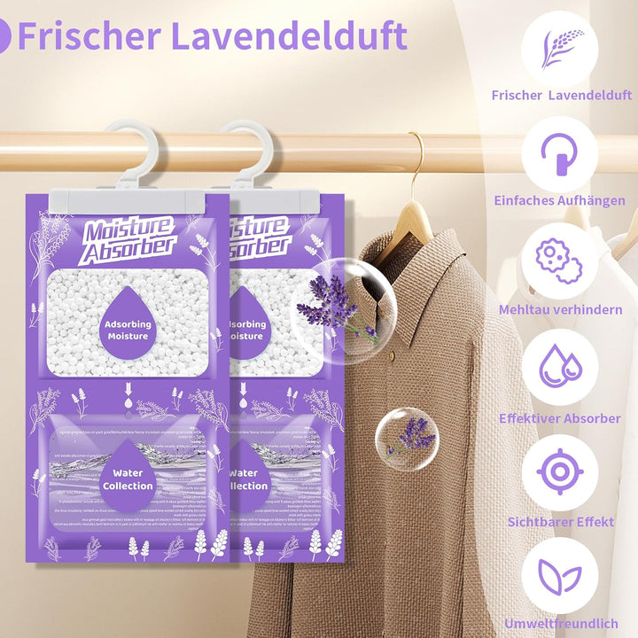 Boadw 10x230G Hänge Luftentfeuchter mit Duft, Kleiderschrank Feuchtigkeitsabsorber für Keller, Schla