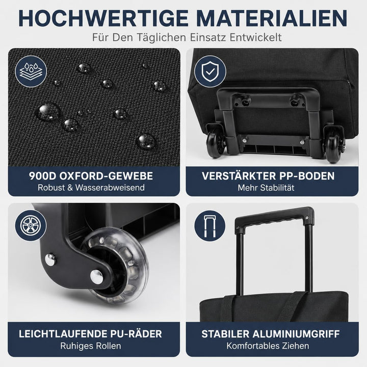 2 in 1 Einkaufstrolley Klappbar 30L Einkaufswagen 25kg Tragkraft 90cm Höhe | 30L Kapazität, 25kg Tra