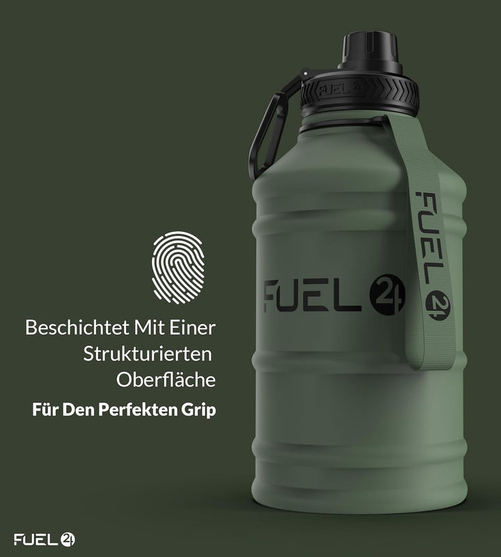Fuel24 Extra Stark Trinkflasche Edelstahl Metall 1.3L & 2.2L - Auslaufsicher & BPA-Frei Wasserflasch