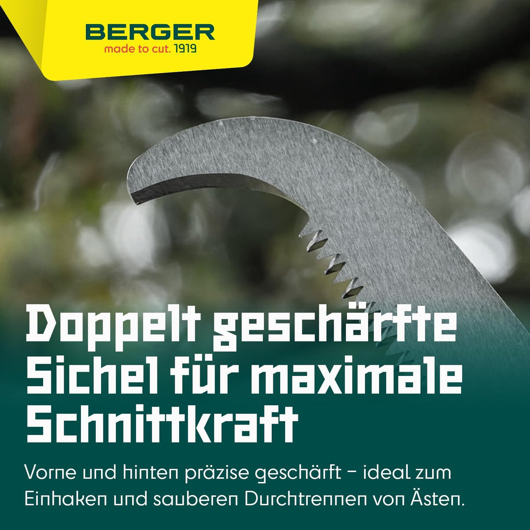 Berger ArboRapid Set 63952 Aufsatzsäge, Länge: 40 cm Sägenaufsatz für Teleskopstangen für Äste inkl.