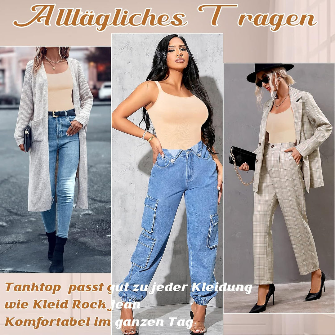 Damen Shape Unterhemd Bauchweg Tanktop Shapewear Trägertop Spaghettiträger Shaping BH Hemd Body Shap