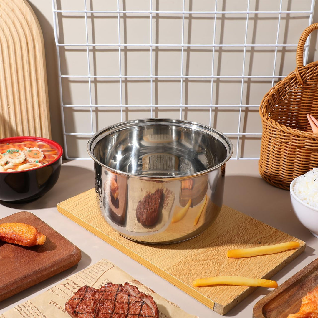 Amosfun Edelstahl Reiskocher Innentopf 2L Universal Ersatztopf FüR Elektrische Reiskocher Zum Kochen
