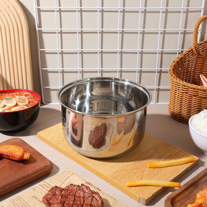 Amosfun Edelstahl Reiskocher Innentopf 2L Universal Ersatztopf FüR Elektrische Reiskocher Zum Kochen