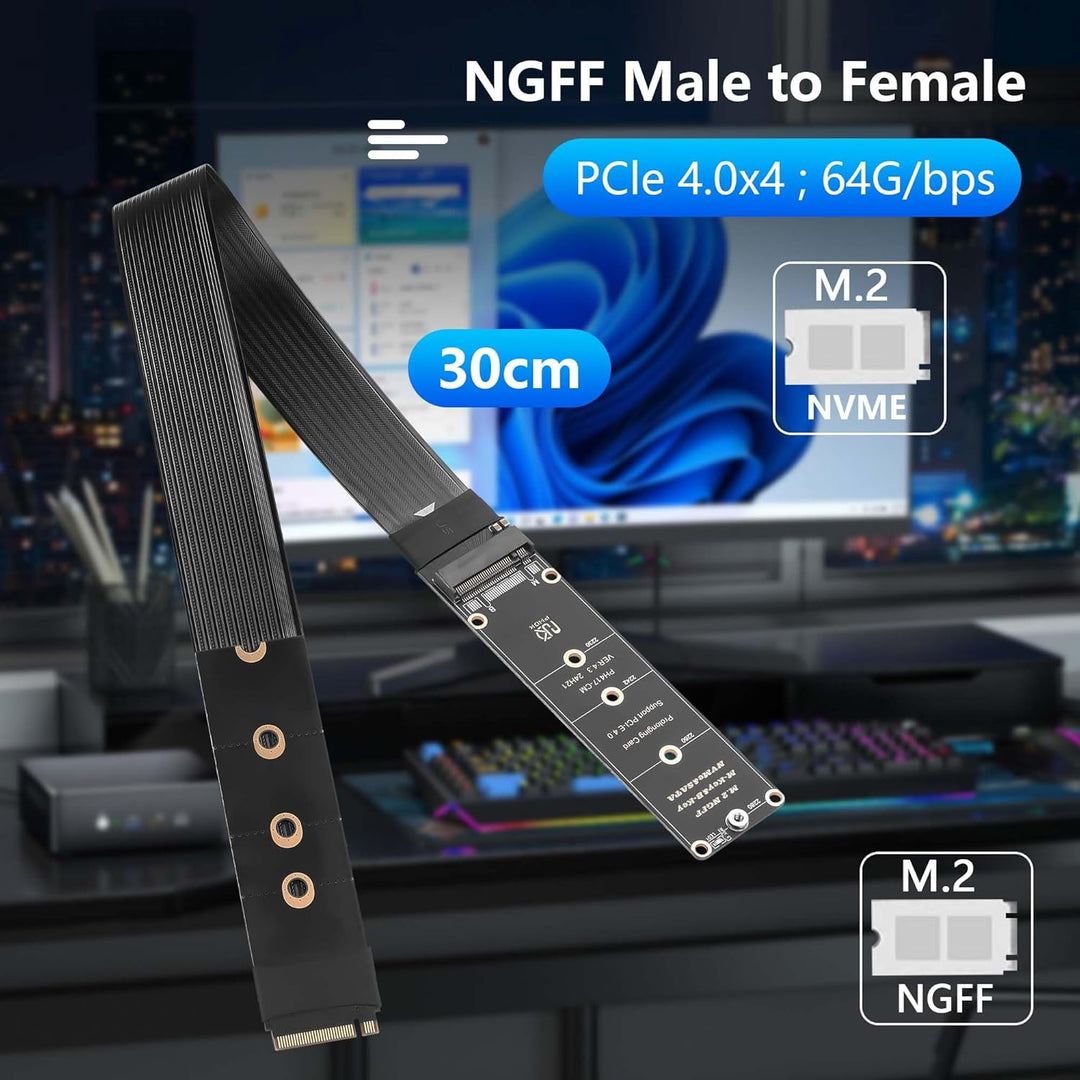 GINTOOYUN NGFF M.2 M-KEY NVME Erweiterung 40 CM PCIe 3.0/4.0 M.2 NVME/NGFF SSD Ribbon Flex Kabel für