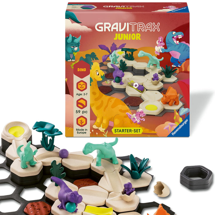 Ravensburger GraviTrax Junior Starter-Set S Dino 12020003 - Kugelbahn ab 3 Jahre - Murmelbahn und Ko