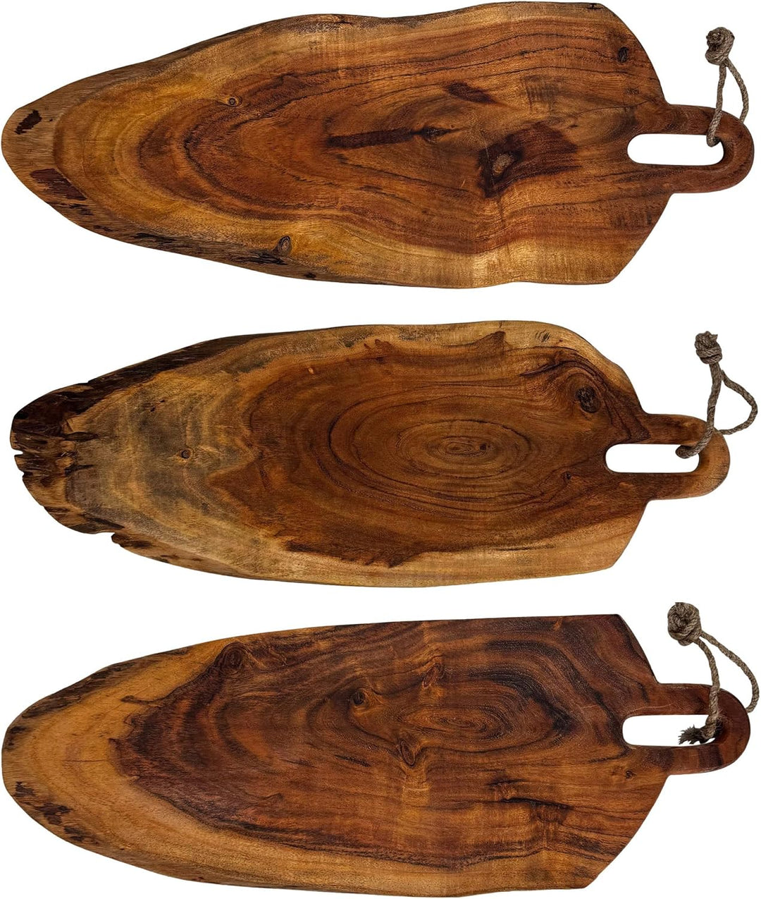 Servierbrett mit Griff, Schneidebrett aus Akazien Holz - 58 cm lang - auch als Dekoration in der Küc