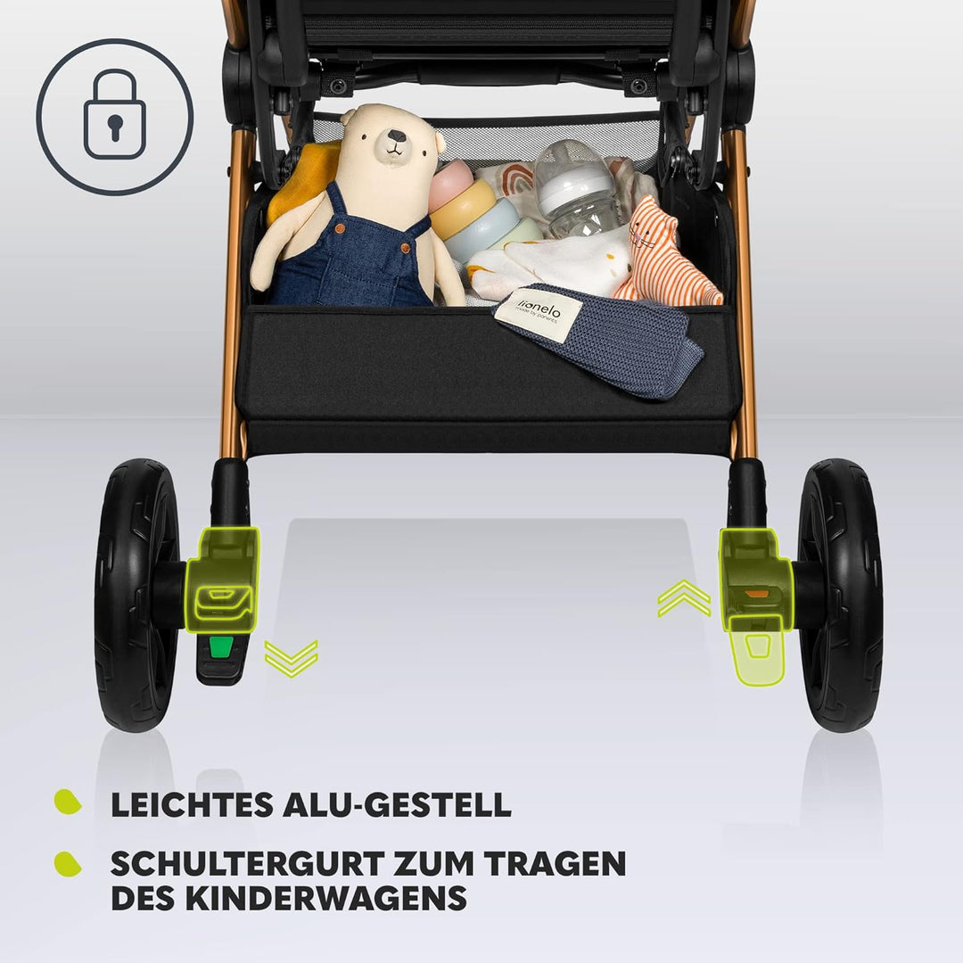 LIONELO Cloe Zusammenklappbarer Kinderwagen bis zu 22 kg, Verstellbare Rückenlehne Schlaffunktion, 5