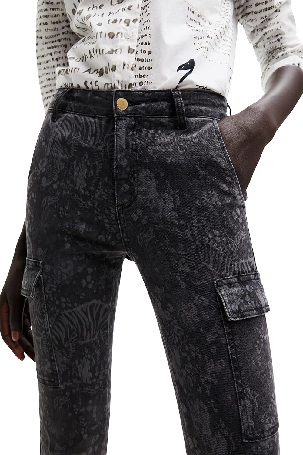 Desigual Damen Jeans 38 Schwarz, 38 Schwarz