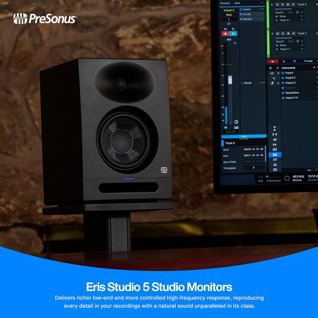 PreSonus Eris Studio 5 – 5,25" Aktive 2-Wege-Studiomonitore mit EBM Waveguide 5.25" treiber, 5.25" t