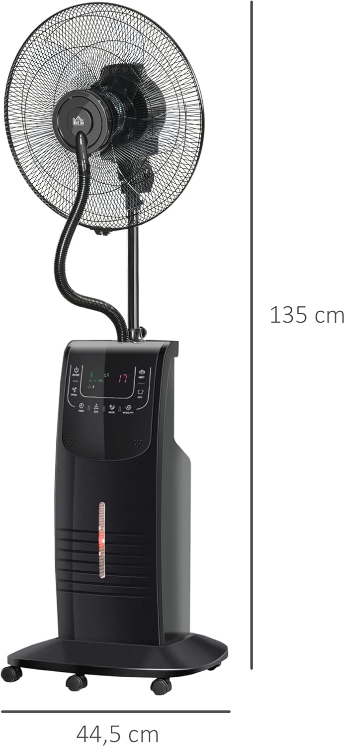 HOMCOM Standventilator mit 3,1 Liter Wasserkühlung 3 Modi Nebelfunktion 90 W Ventilator Lüfter Verst