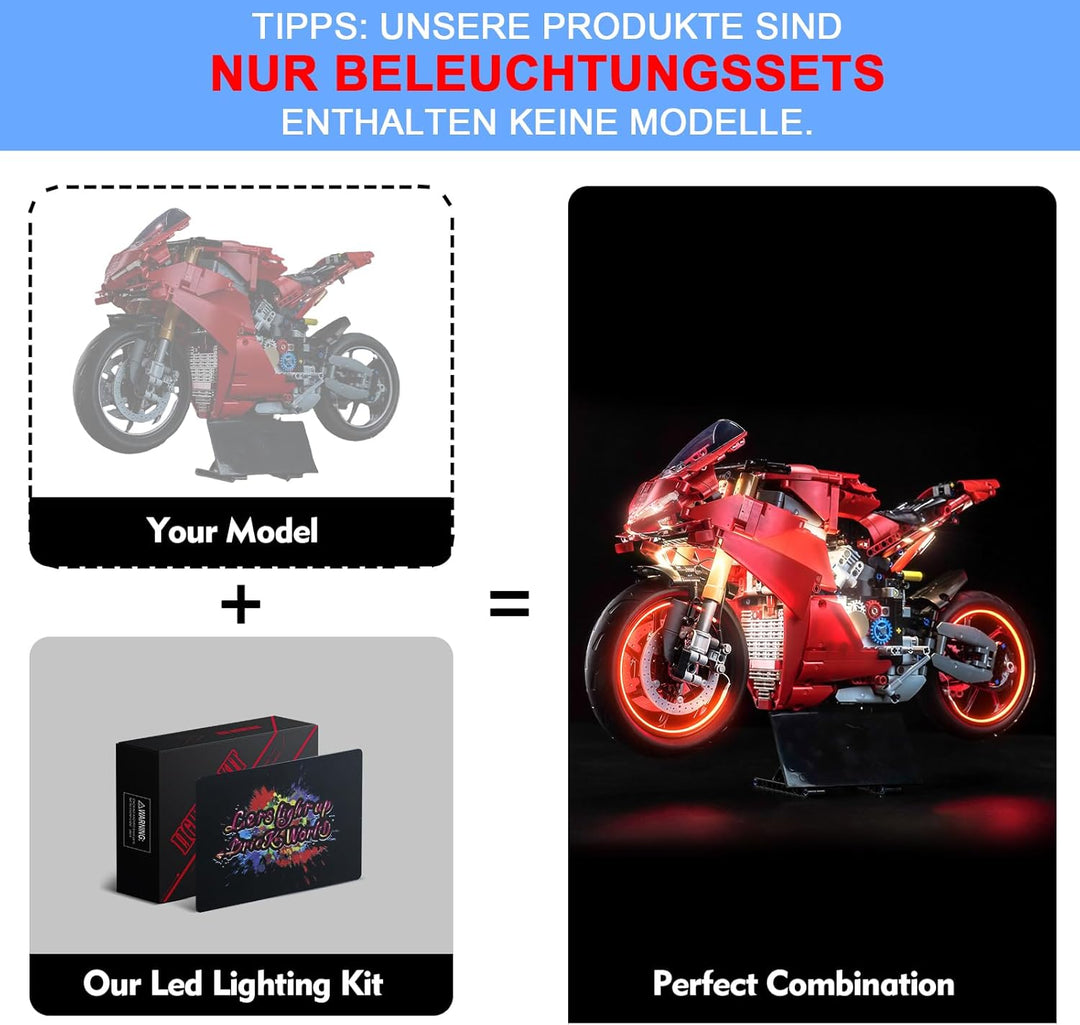 Licht Set Kompatibel mit Lego Ducati Panigale V4 S Motorrad, Nur Lichter Set - Kein Modell, Licht Be