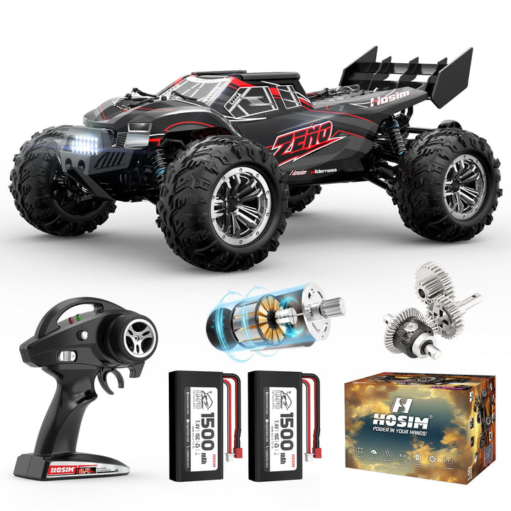 Hosim 1:10 Ferngesteuertes Auto Erwachsene, 48+KM/H High Speed 4WD RC Buggy, mit 2 Akku 7.4V 1500mAh