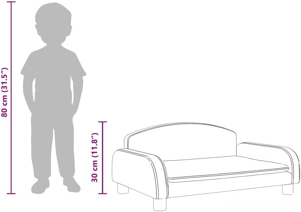 vidaXL Kindersofa Grau 70x45x30 cm Kunstleder 70 x 45 x 30 cm Grau, 70 x 45 x 30 cm Grau