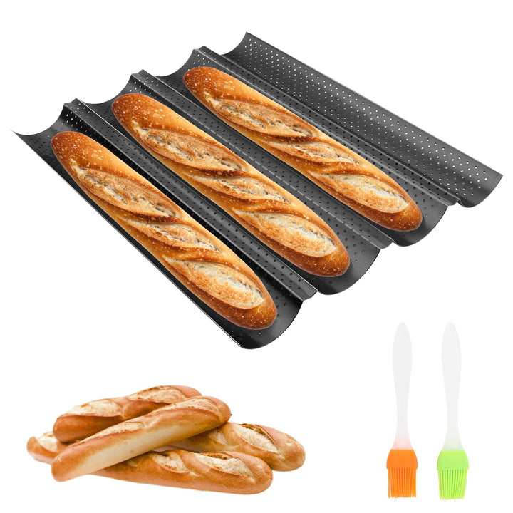 MXTIMWAN Baguette Backform, Backblech für Baguette Backform für 4 Baguettes, Baguetteform Baguette-B