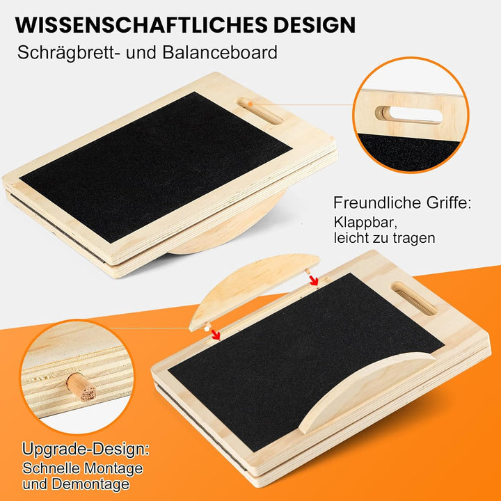 2 in 1 Wadendehner Balance Board erwachsene Schrägbrett aus Holz Gleichgewichtstrainer balanceboards