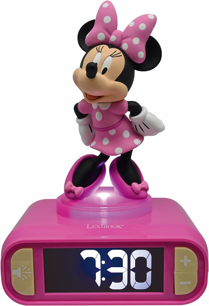 Lexibook RL800MN, Disney, Minnie Nachtlicht Wecker, Klänge und Melodien, LCD-Bildschirm mit Hintergr